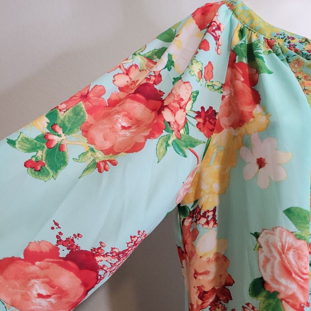 Fig & Flower Large Blouse Patchwork Button V-Neck… - image 7